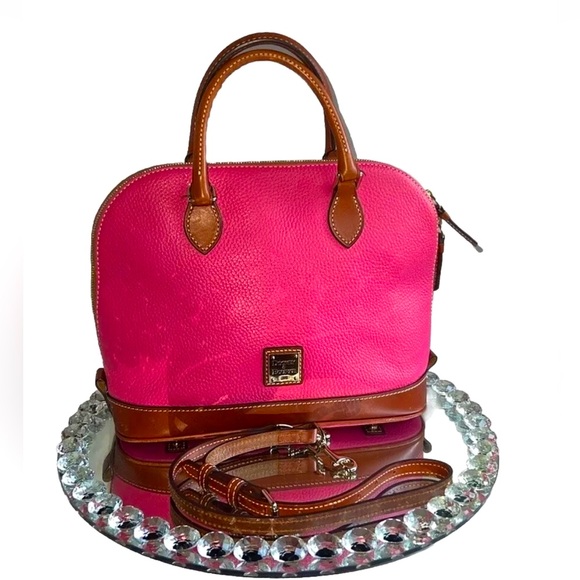 Dooney & Bourke Handbags - Dooney & Bourke Pink Pebbled Leather Zip Dome Satchel Crossbody bag